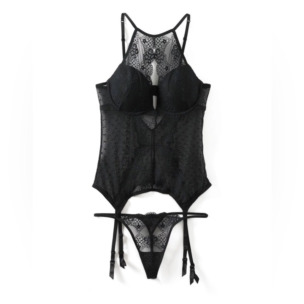 Adore Me Black Buster and G string Thong NWT